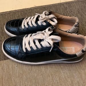 Black snakeskin sneakers. Size 9.